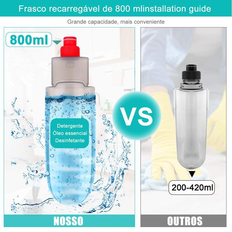 Mop Spray 800ml + Kit Completo com Microfibra, Esfregão, 3 Refis Laváveis - Oferta por Tempo Limitado 🔥