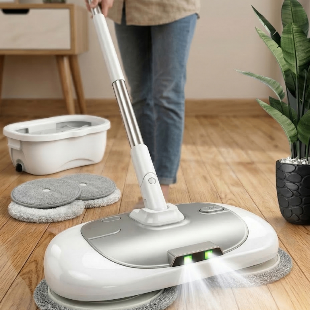 Mop Elétrico 360º + BRINDES: Módulos de Limpeza e Tanque Suporte - Oferta Relâmpago⚡