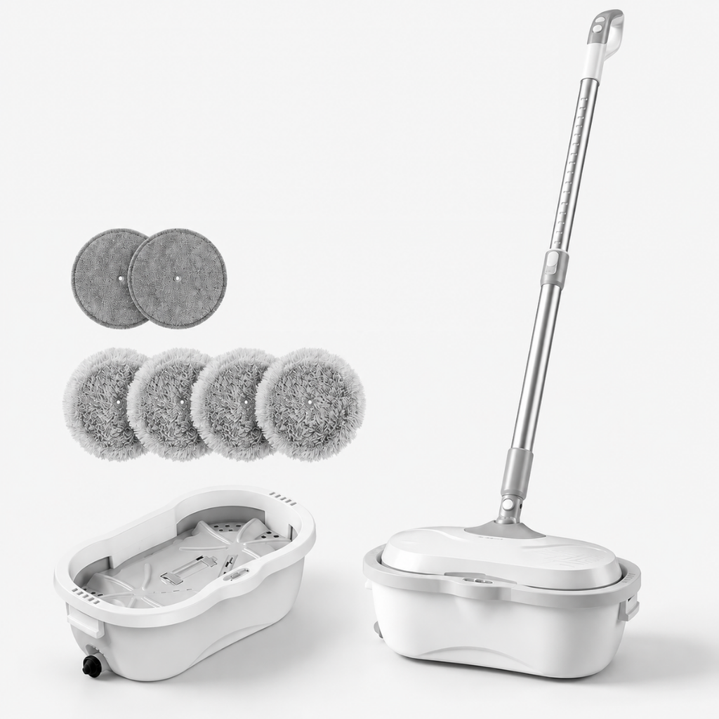 Mop Elétrico 360º + BRINDES: Módulos de Limpeza e Tanque Suporte - Oferta Relâmpago⚡
