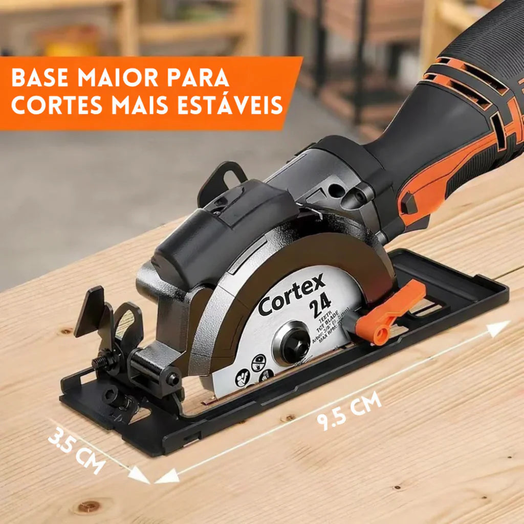 Serra Elétrica Circular Cortex Multiuso, 6 Lâminas Inclusas + BRINDES: Óculos de Proteção e Trena 7.5 Metros