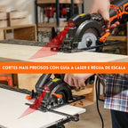 Serra Elétrica Circular Cortex Multiuso, 6 Lâminas Inclusas + BRINDES: Óculos de Proteção e Trena 7.5 Metros