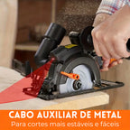 Serra Elétrica Circular Cortex Multiuso, 6 Lâminas Inclusas + BRINDES: Óculos de Proteção e Trena 7.5 Metros